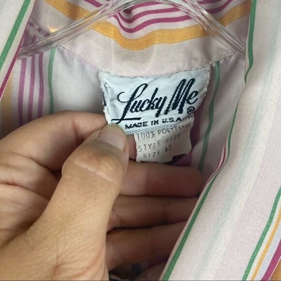 Vintage Lucky Me Striped Blouse Tie Neck - Picture 4 of 5